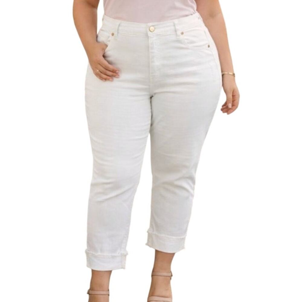 Michael Kors White Denim Jeans Straight Fit Fringe Hem Elevated Basic Summer 16